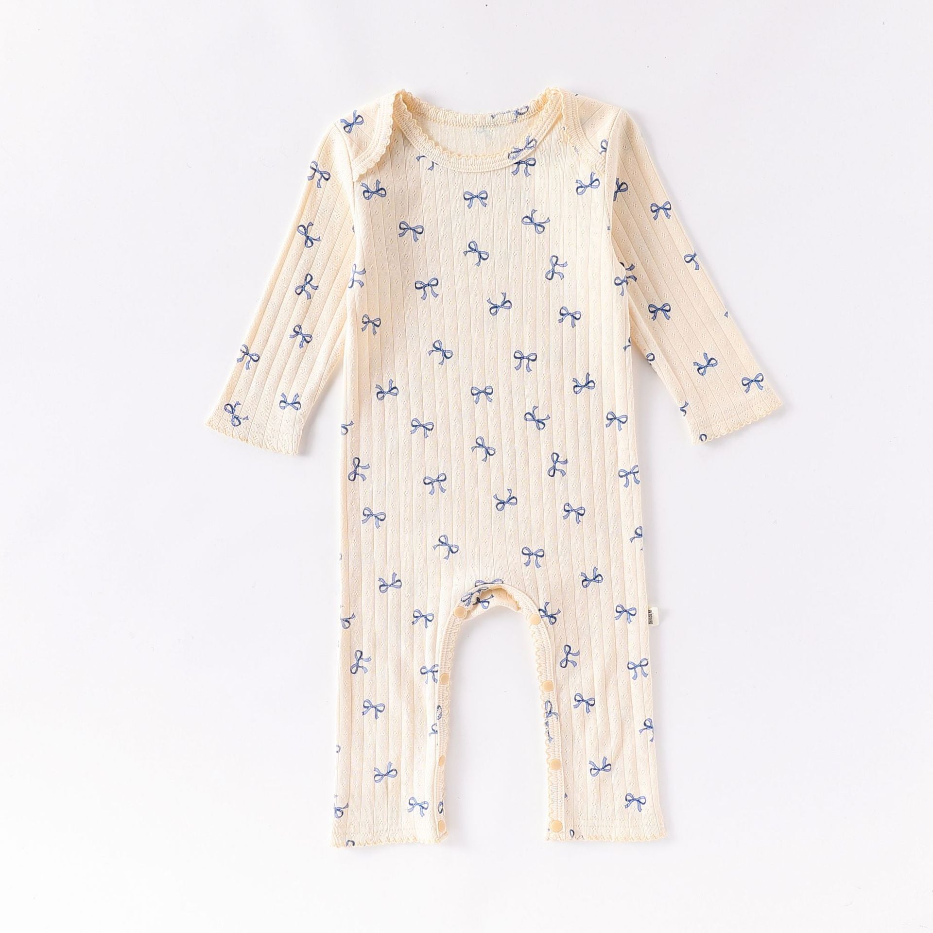 Bow Print long sleeve cotton baby romper