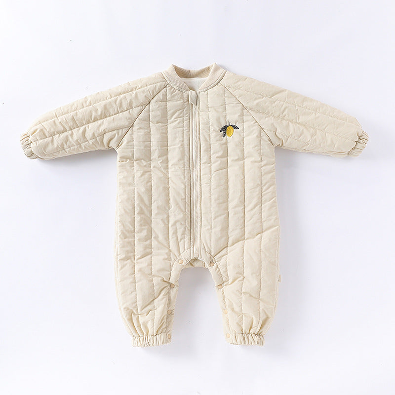 Apricot Lemon embroidered padded baby snowsuit with full length zip