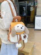 Plush Animal Mini Backpack | Gingham Drawstring Bag