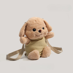Brown poodle plush backpack with a curled, looped coat – view 3 of 5