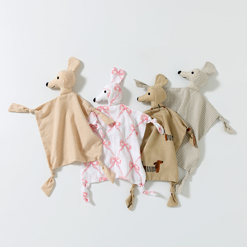 Puppy Baby Comforter, Pure Cotton Dribble Cloth, front view