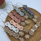 Silicone Daisy Dummy Clip, Beaded Soother Holder, top view