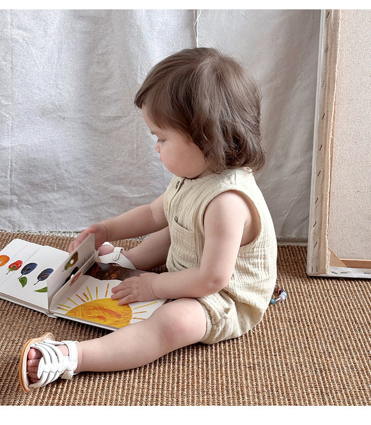 Sleeveless Cotton Baby Bodysuit - Summer Vest Romper with Popper Fastening, 3 to 24 Months