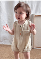 Sleeveless Cotton Baby Bodysuit - Summer Vest Romper with Popper Fastening, 3 to 24 Months