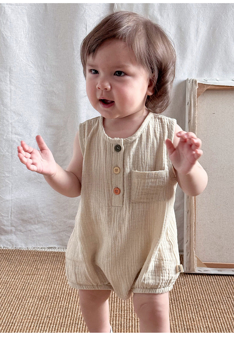 Sleeveless Cotton Baby Bodysuit - Summer Vest Romper with Popper Fastening, 3 to 24 Months