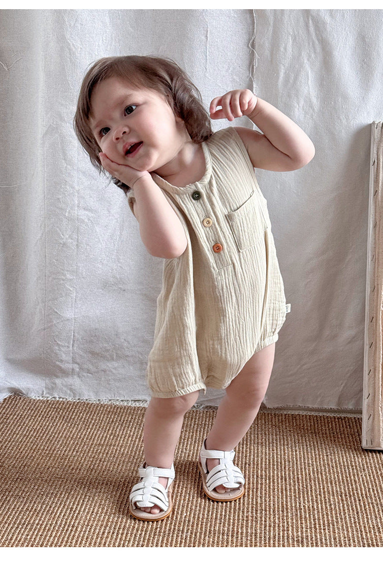 Sleeveless Cotton Baby Bodysuit - Summer Vest Romper with Popper Fastening, 3 to 24 Months