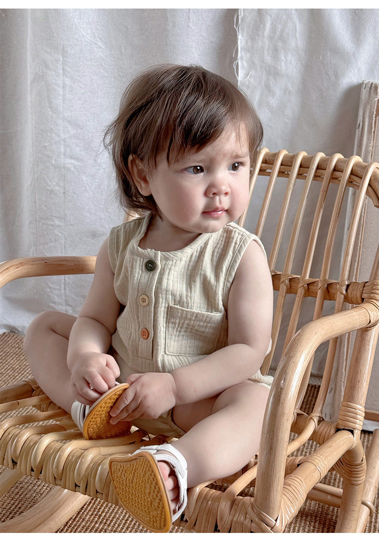 Sleeveless Cotton Baby Bodysuit - Summer Vest Romper with Popper Fastening, 3 to 24 Months