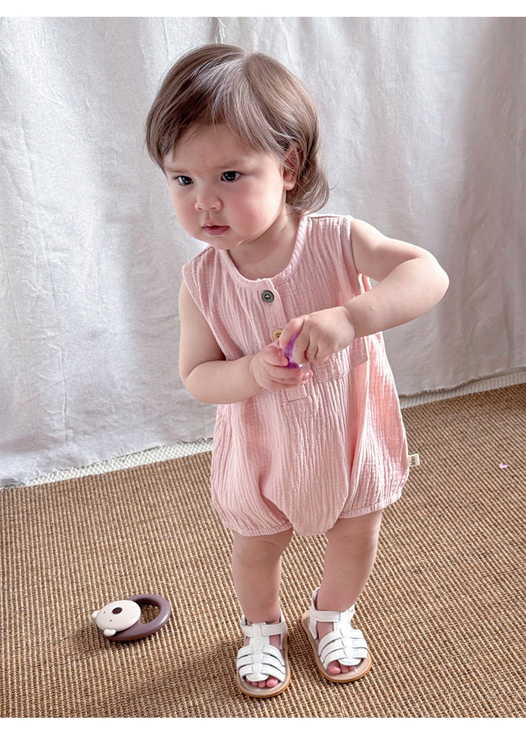 Sleeveless Cotton Baby Bodysuit - Summer Vest Romper with Popper Fastening, 3 to 24 Months