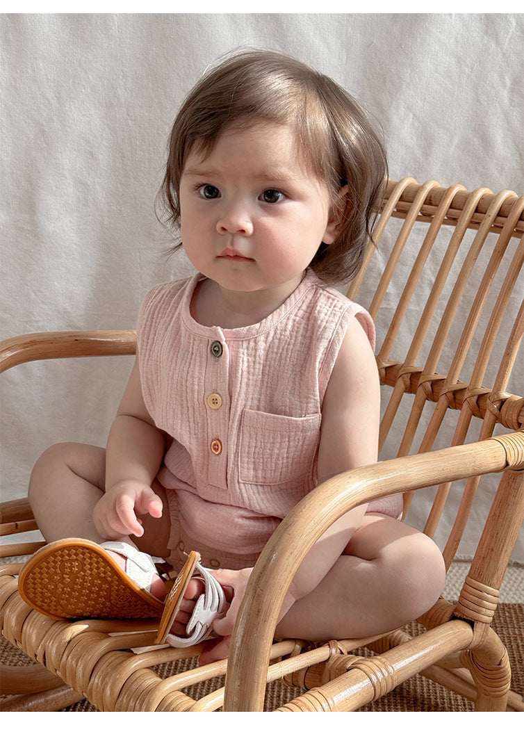 Sleeveless Cotton Baby Bodysuit - Summer Vest Romper with Popper Fastening, 3 to 24 Months