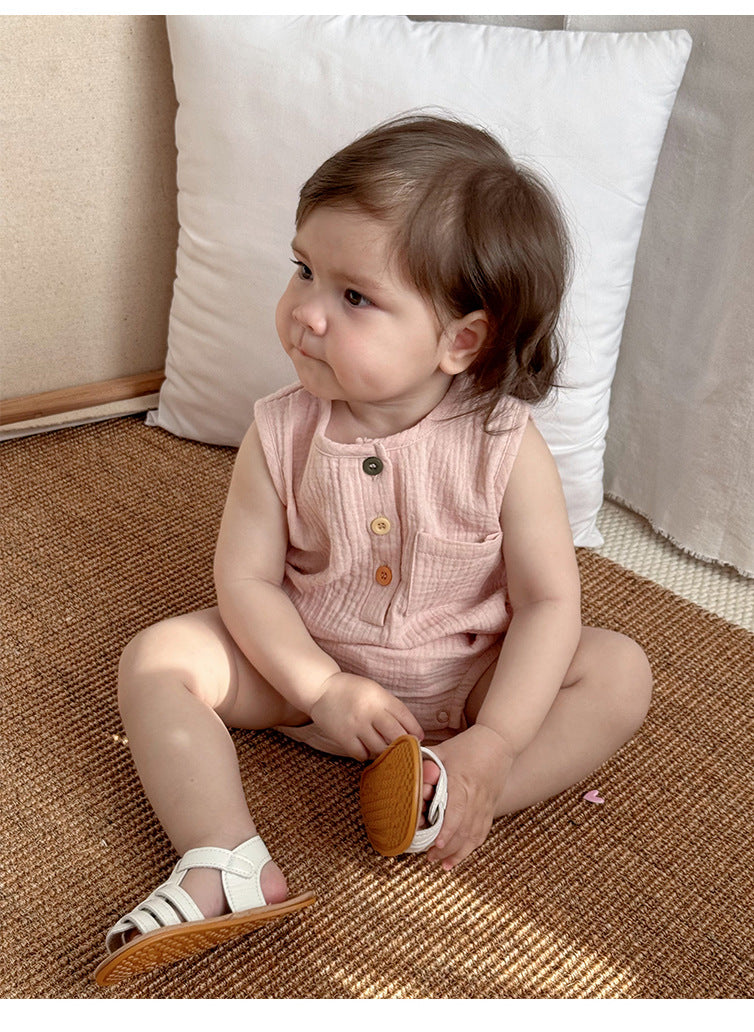 Sleeveless Cotton Baby Bodysuit - Summer Vest Romper with Popper Fastening, 3 to 24 Months