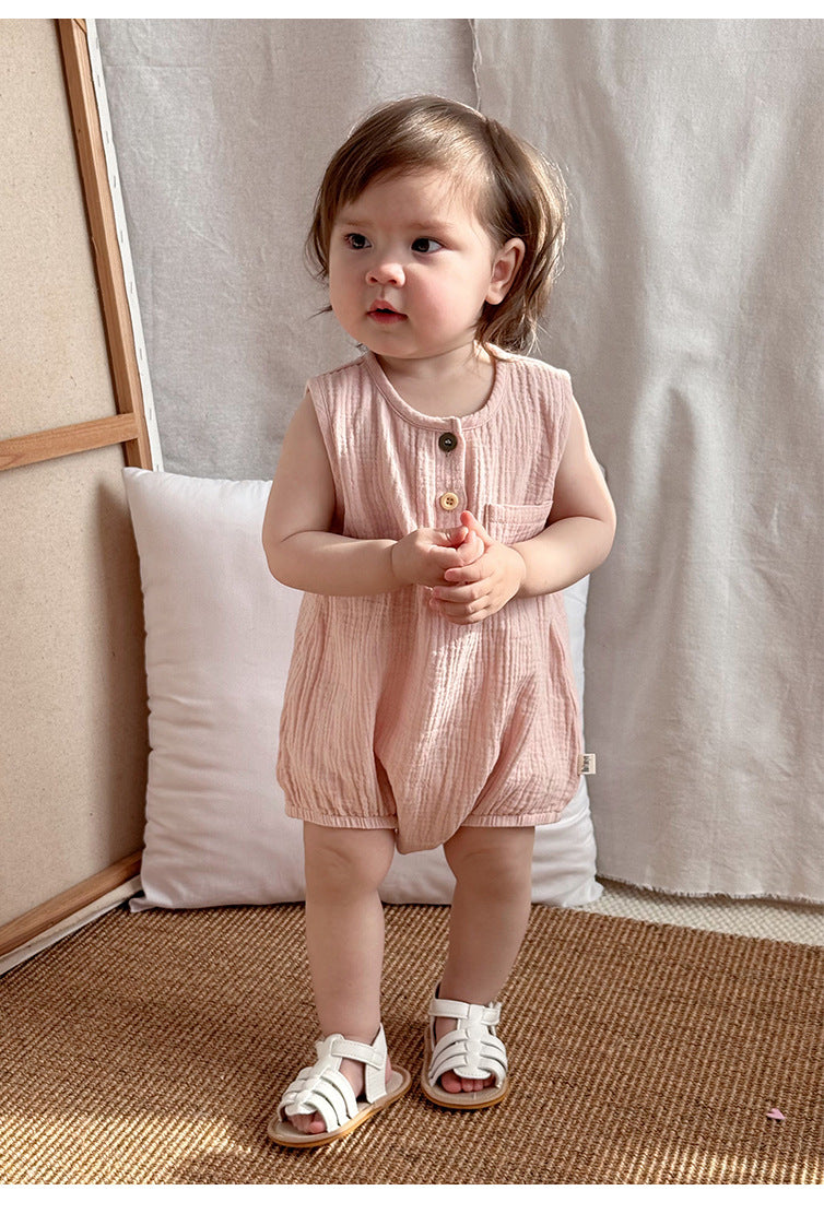 Sleeveless Cotton Baby Bodysuit - Summer Vest Romper with Popper Fastening, 3 to 24 Months
