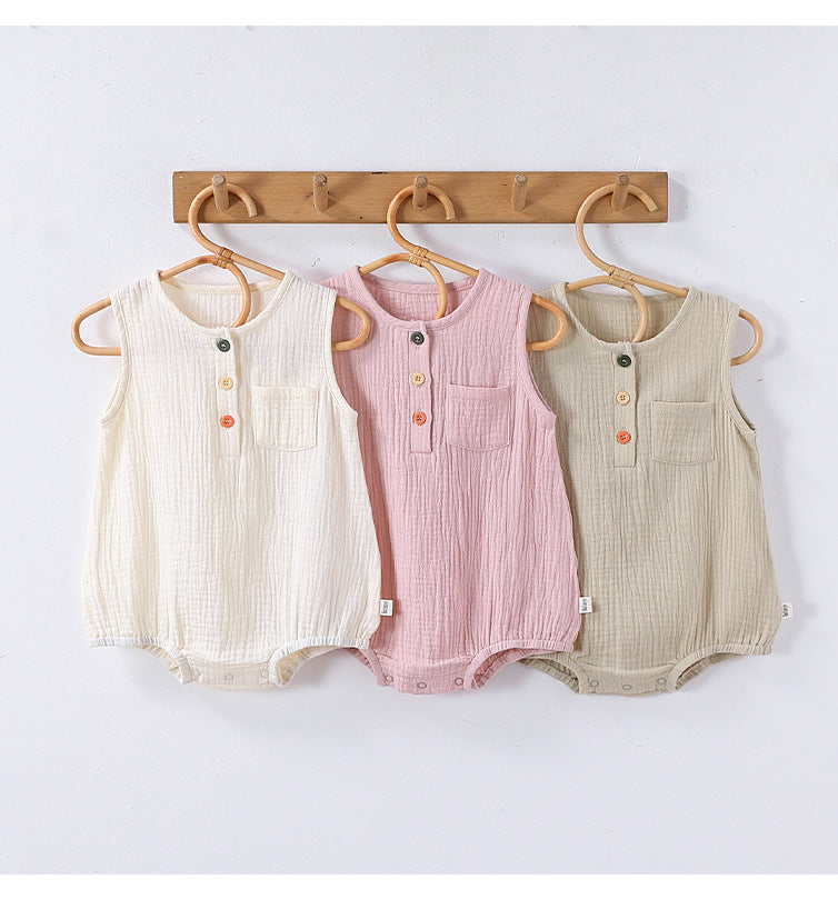 Sleeveless Cotton Baby Bodysuit - Summer Vest Romper with Popper Fastening, 3 to 24 Months