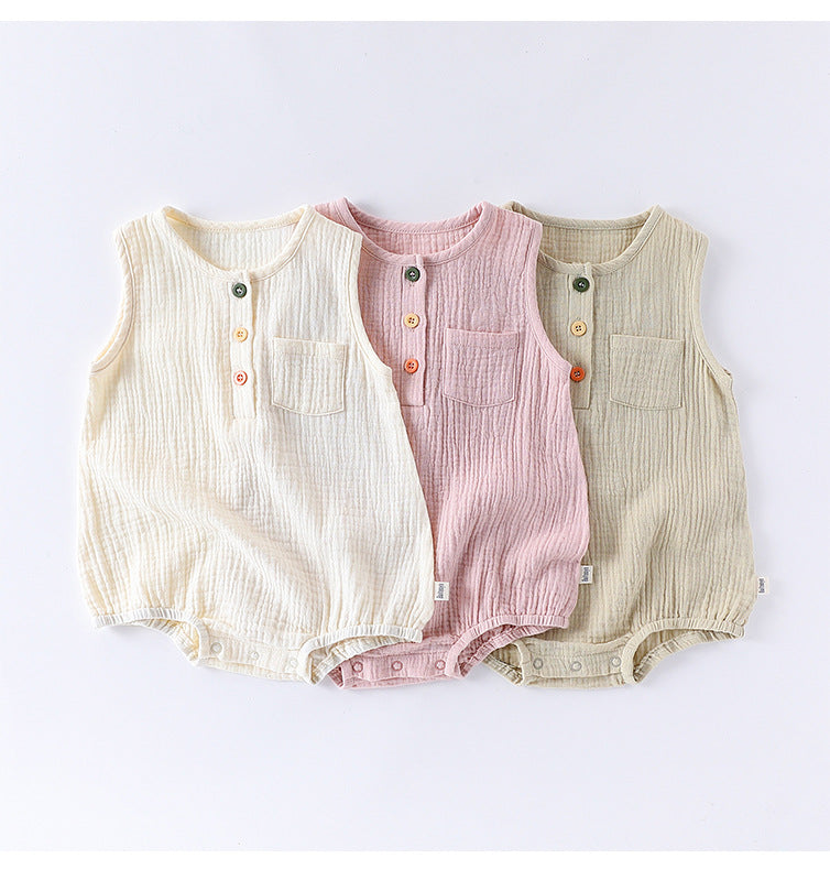 Sleeveless Cotton Baby Bodysuit - Summer Vest Romper with Popper Fastening, 3 to 24 Months
