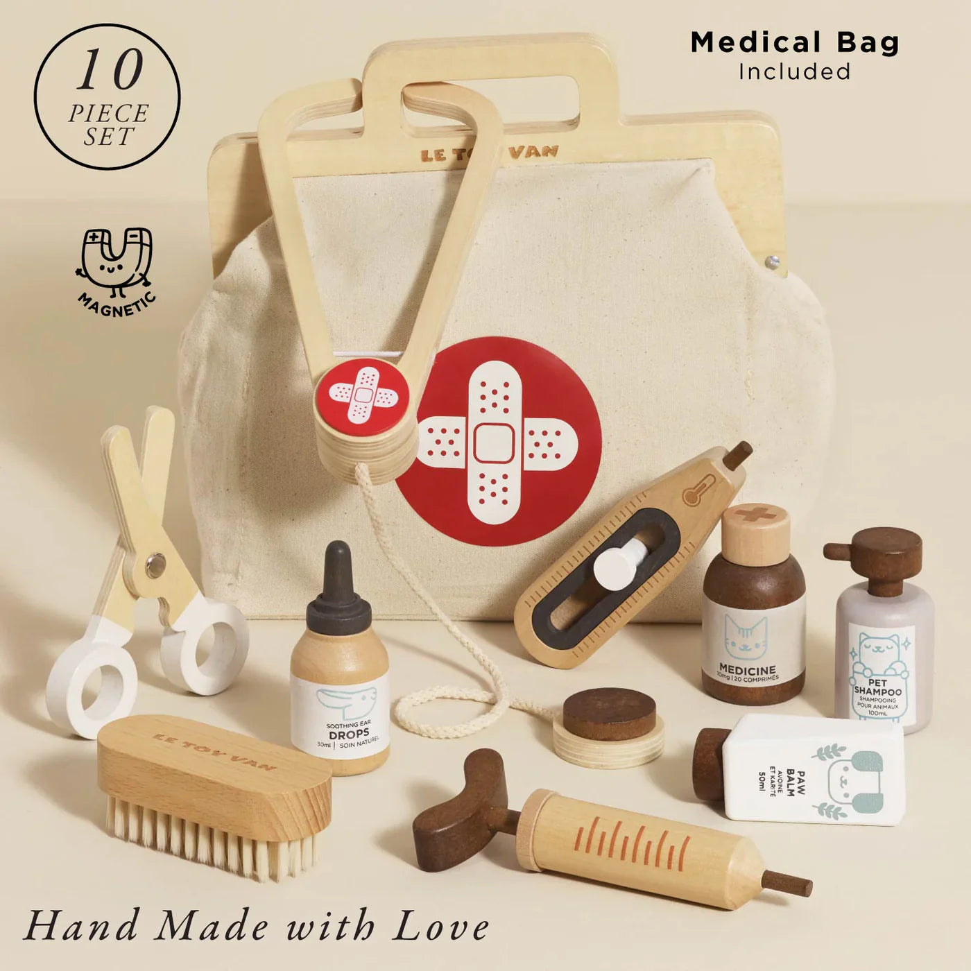 Wooden Animal Vet Set - 10 Pieces - FSC Certified