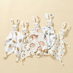 Whiskered Bunny Baby Comforter, Printed Muslin, front view