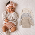 Cotton Crew Neck Jumper for Babies and Children - Relaxed Knit Pullover in Neutral Shades, 3 Months to 5 Years