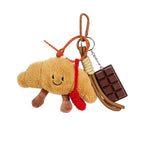 Plush Croissant Bag Charm – Smiling Pastry Keyring, 14 cm, PP Cotton, Three Versions