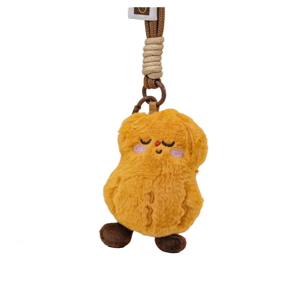 Plush Pear Bag Charm – Smiling Fruit Keyring on Cord and Carabiner, 12 cm