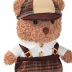Teddy Bear Plush Toy in Vintage Outfit – Soft Stuffed Bear Doll with Cap & Suspenders | 18 cm