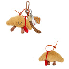 Plush Croissant Bag Charm – Smiling Pastry Keyring, 14 cm, PP Cotton, Three Versions