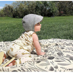 Baby Bonnet with Brim - Linen Blend Tie-Up Sun Hat, One Size