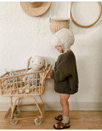 Baby Bonnet with Brim - Linen Blend Tie-Up Sun Hat, One Size