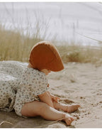 Baby Bonnet with Brim - Linen Blend Tie-Up Sun Hat, One Size