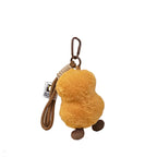 Plush Pear Bag Charm – Smiling Fruit Keyring on Cord and Carabiner, 12 cm