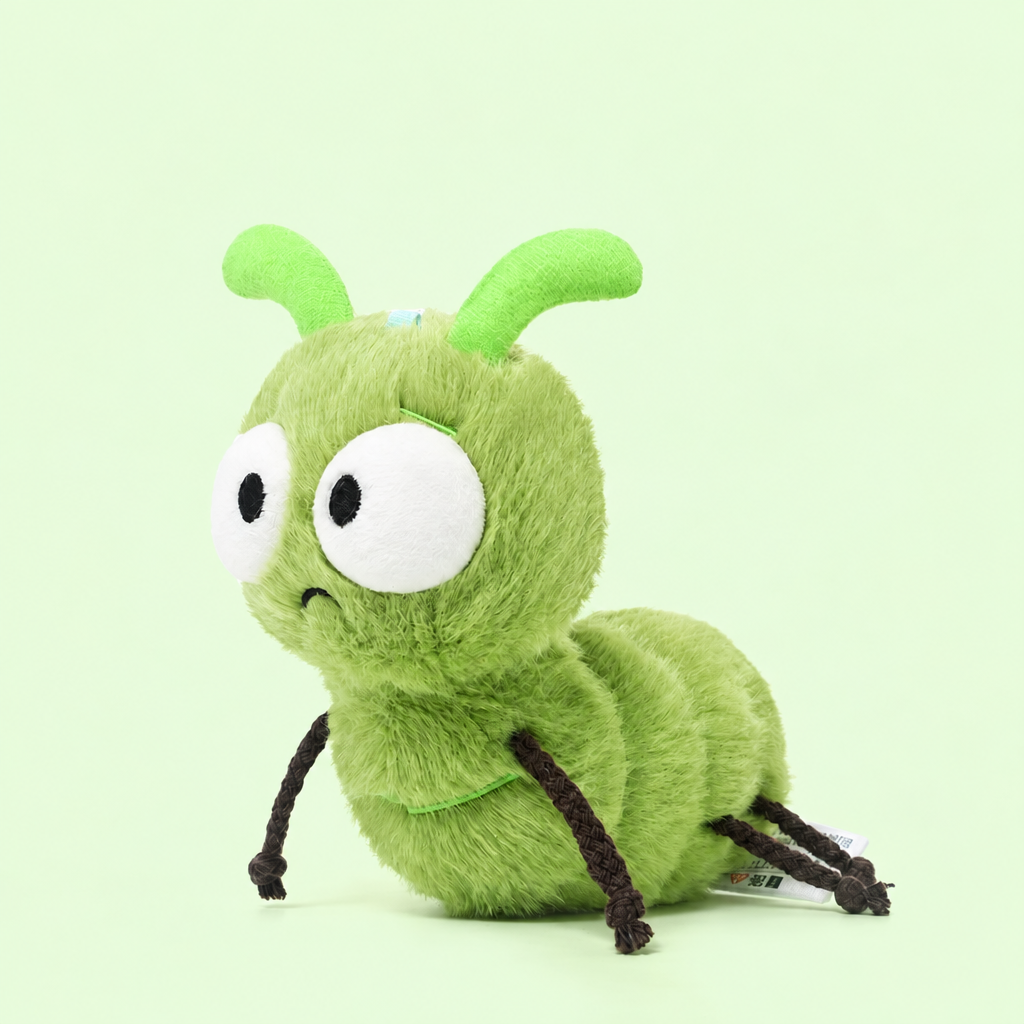 Plush insect soft toys including a mosquito, bee, ladybird, caterpillar and firefly – Caterpillar 15 cm