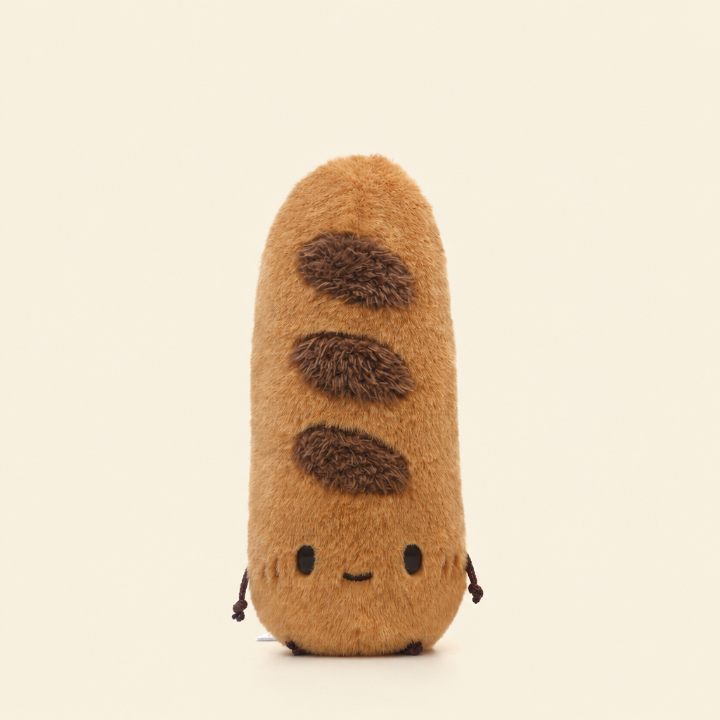 Small short-plush bakery treat soft toy shaped like bread – Baguette