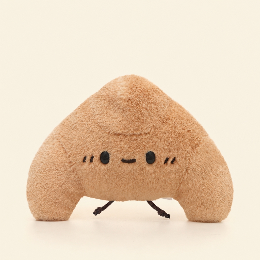 Small short-plush bakery treat soft toy shaped like bread – Croissant