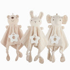 Baby Comfort Blanket Toy – Organic Cotton Animal Sensory Doll with Rattle & Teether | 40 cm