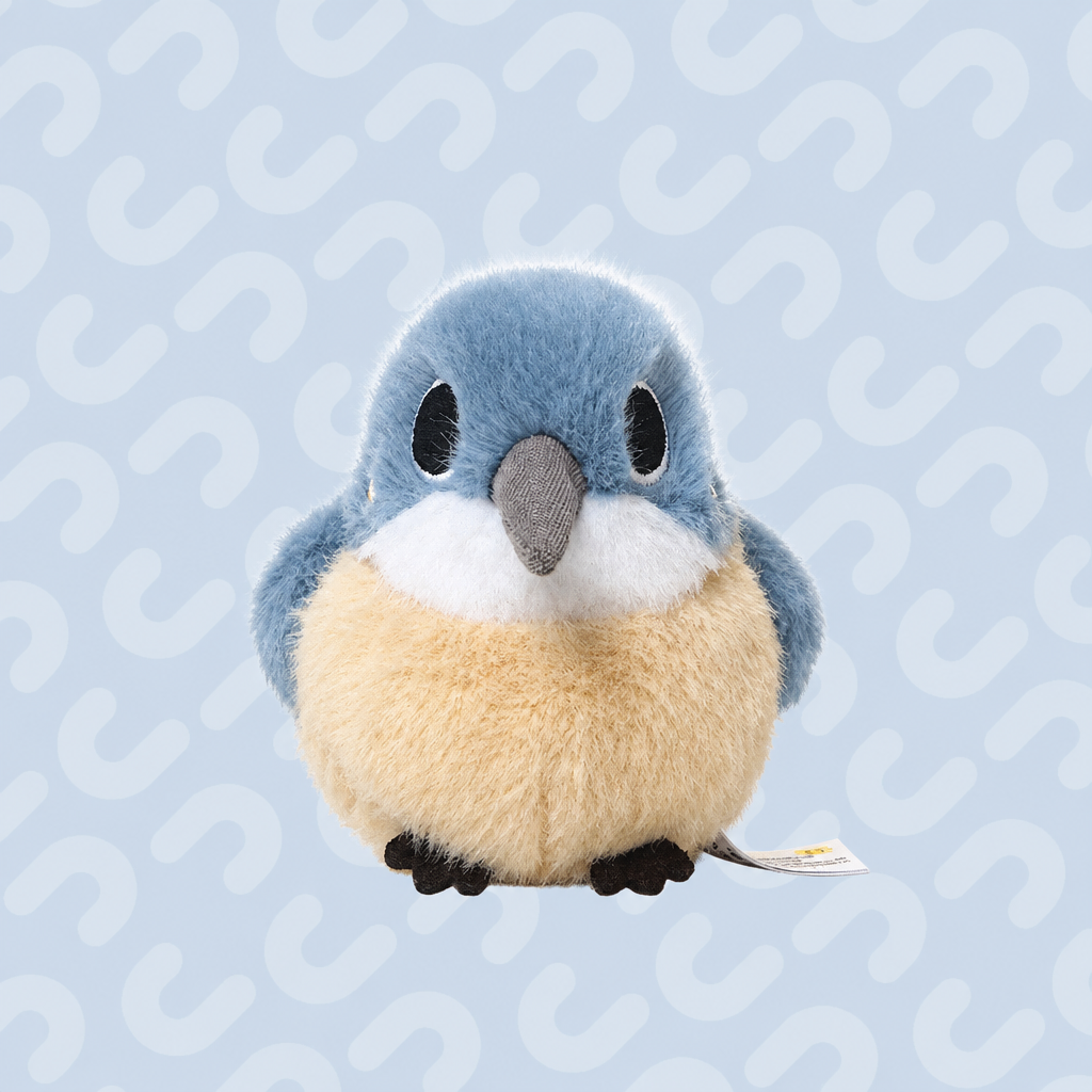 Palm-sized short-plush songbird soft toys including kingfisher and sparrow – Kingfisher