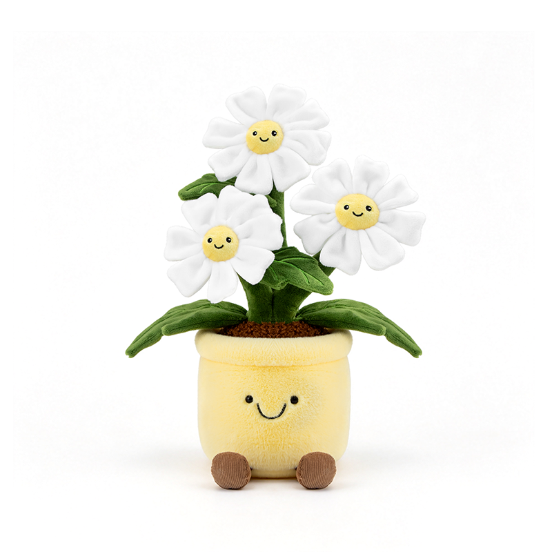 Flower Pot Plush Toy – Soft Daisy Stuffed Doll with Smiling Face | 30 cm