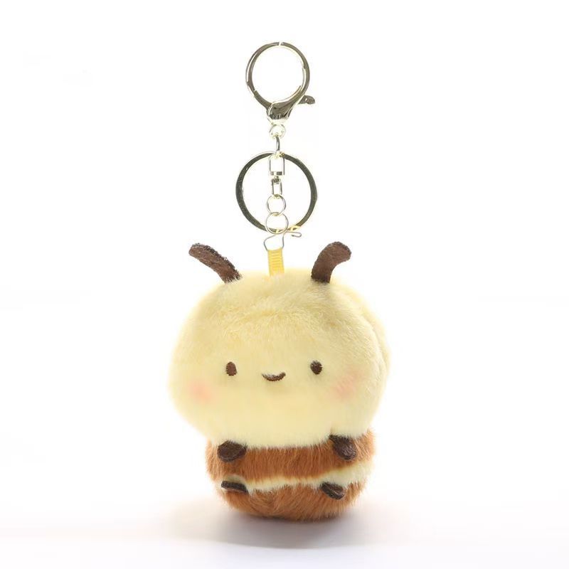 Plush Bee Bag Charm, Soft Toy Bee Keyring or Lanyard, 11 cm, Single or Pair, close-up detail