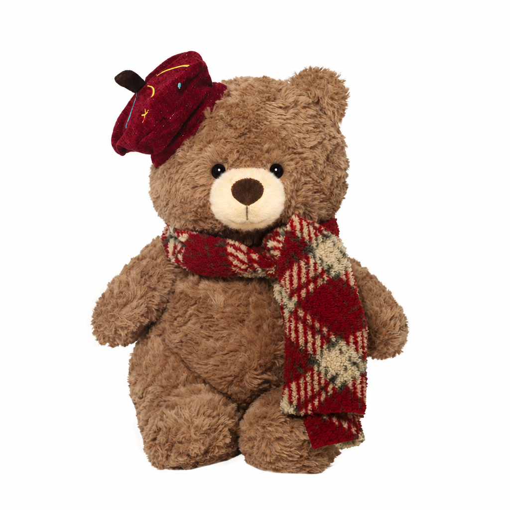 Soft plush teddy bear soft toy sitting upright, classic and New Year styles – New Year Bear 33 cm