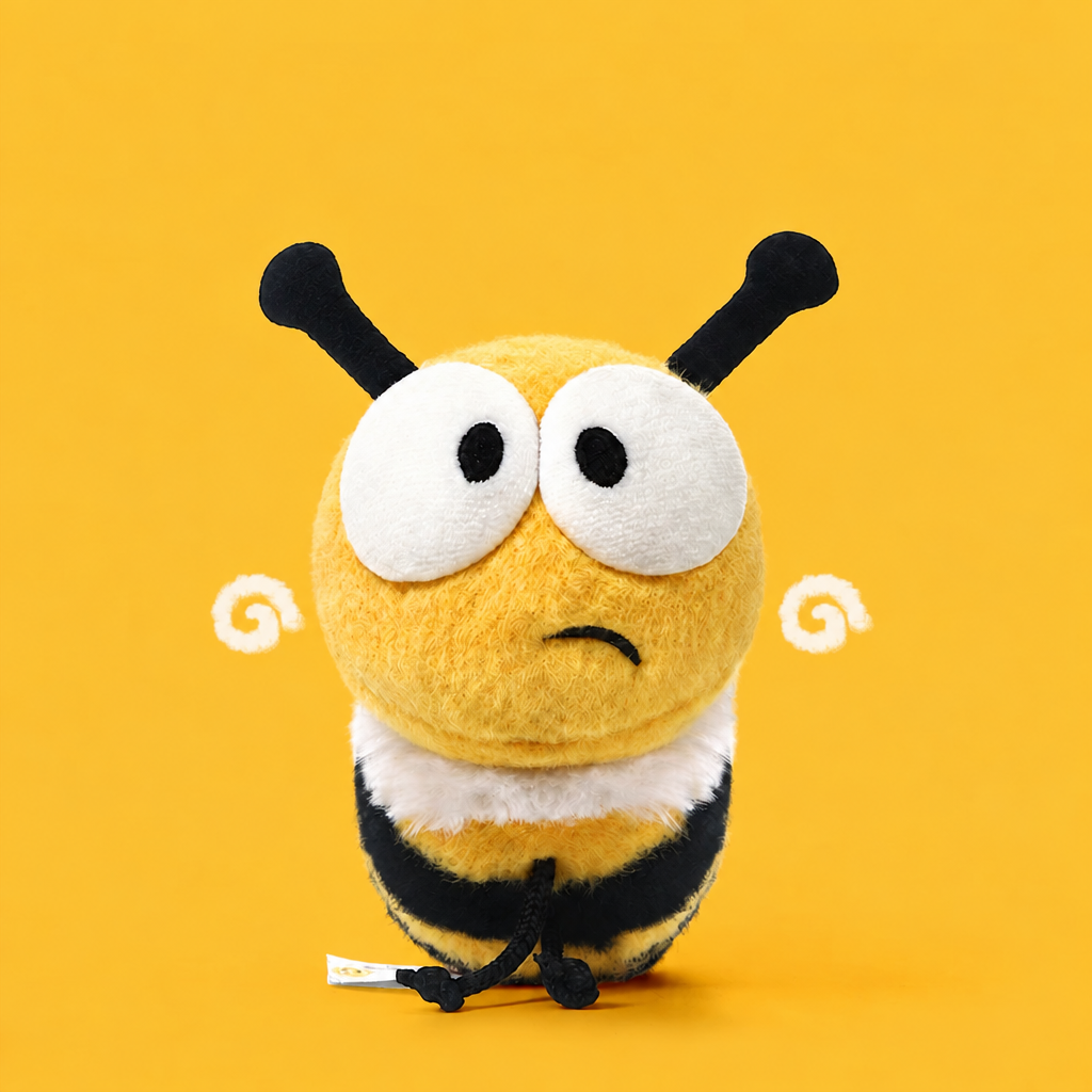 Plush insect soft toys including a mosquito, bee, ladybird, caterpillar and firefly – Bee 14.5 cm