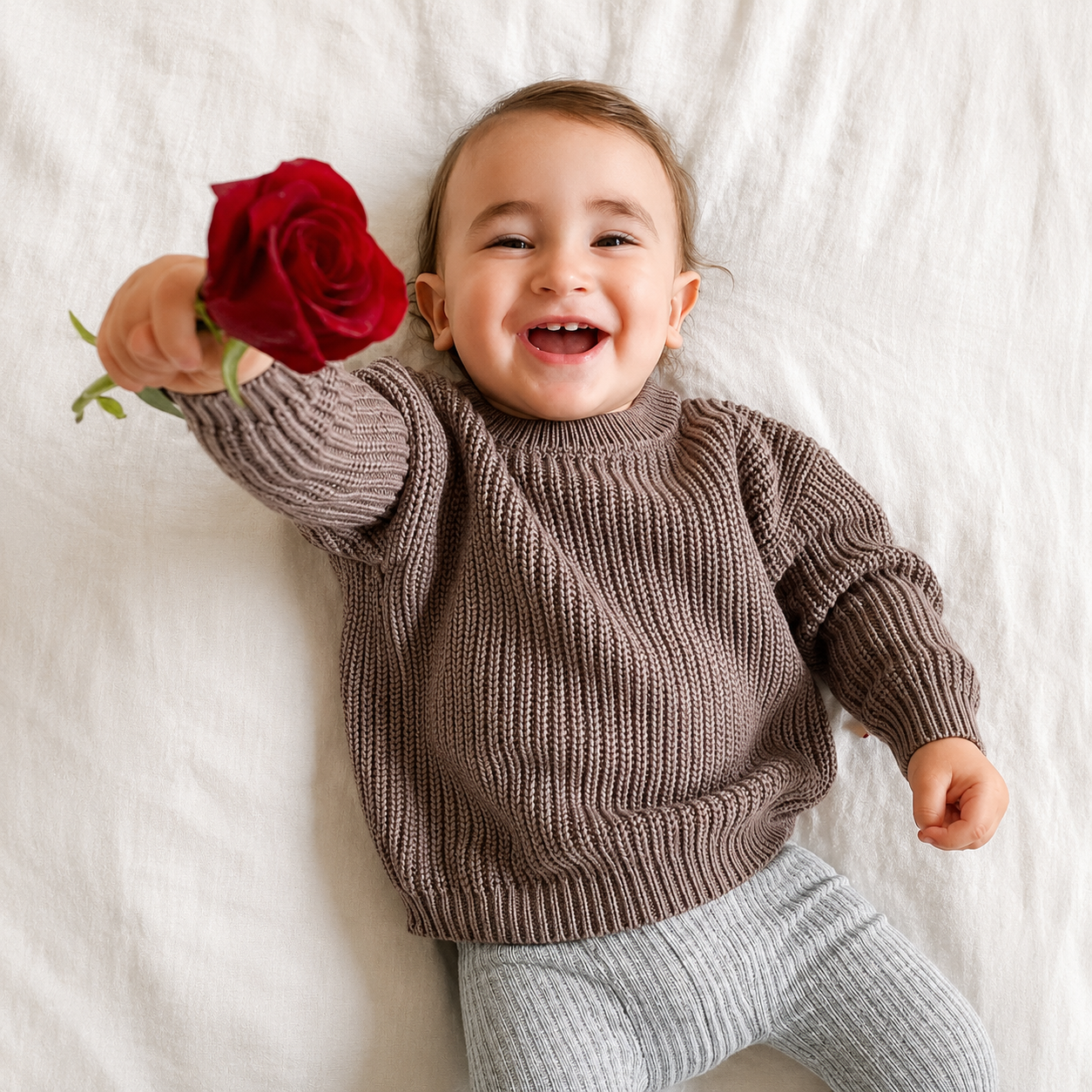 Cotton Crew Neck Jumper for Babies and Children - Relaxed Knit Pullover, 3 Months to 6 Years