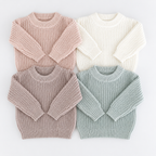 Cotton Crew Neck Jumper for Babies and Children - Relaxed Knit Pullover, 3 Months to 6 Years