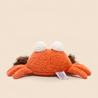 Red short-plush crab soft toy with outstretched claws, 23 cm across – view 3 of 5