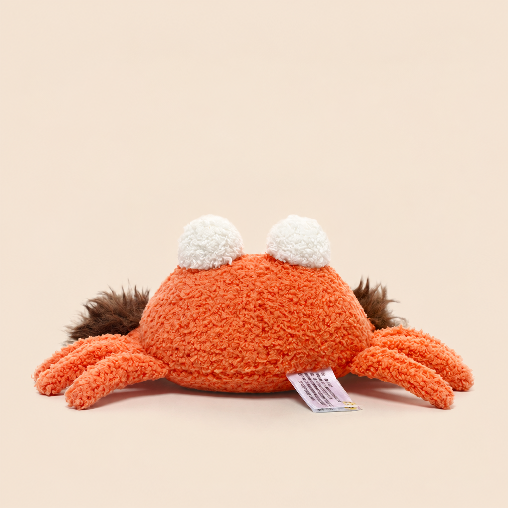 Red short-plush crab soft toy with outstretched claws, 23 cm across – view 3 of 5