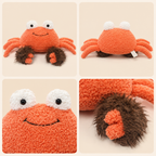 Red short-plush crab soft toy with outstretched claws, 23 cm across – view 2 of 5