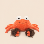 Red short-plush crab soft toy with outstretched claws, 23 cm across