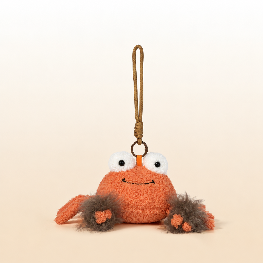 Red short-plush crab soft toy with outstretched claws, 23 cm across – view 5 of 5
