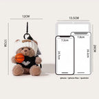 Plush Bear Bag Charm – Teddy in Knitted Hat Holding a Basketball, 17 cm, Four Colours
