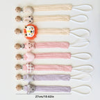 Cotton Dummy Clip – Knitted Soother Holder with Plush Motif & Beech Wood Clip | 27 cm | 8 Designs