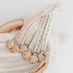 Floral Ribbon Dummy Clip – Lace Edge Soother Holder with Beech Wood Clip | 28.5 cm | 7 Designs