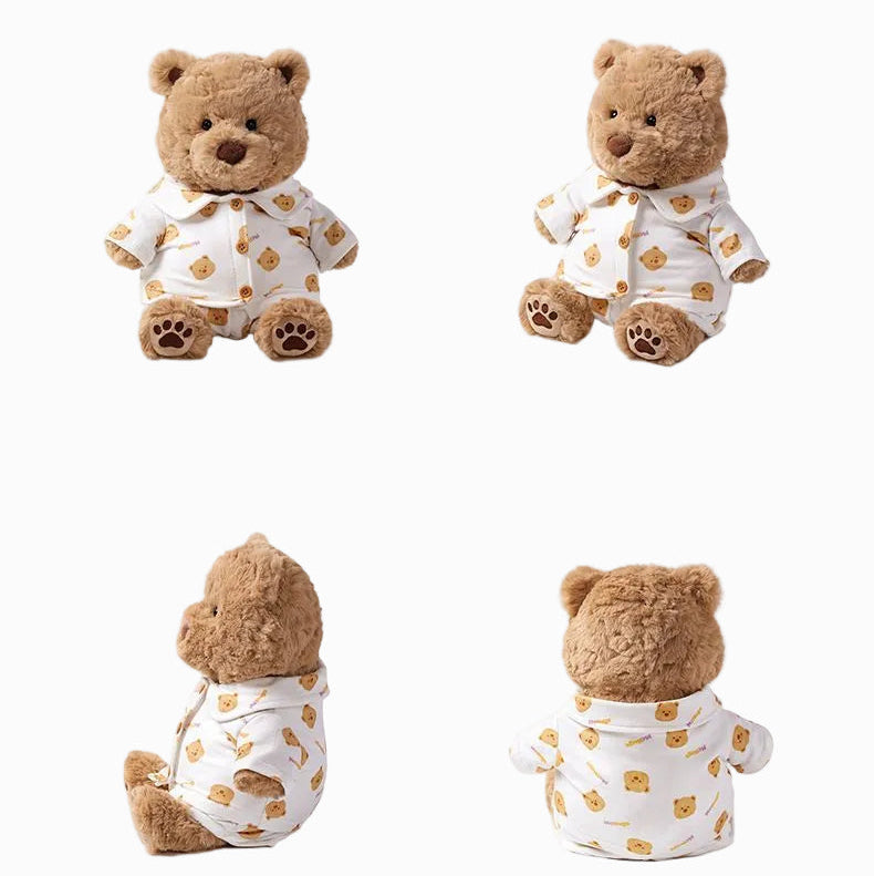 Teddy Bear Plush Toy with Bear Print Outfit – Soft Stuffed Bear Doll | 25 cm