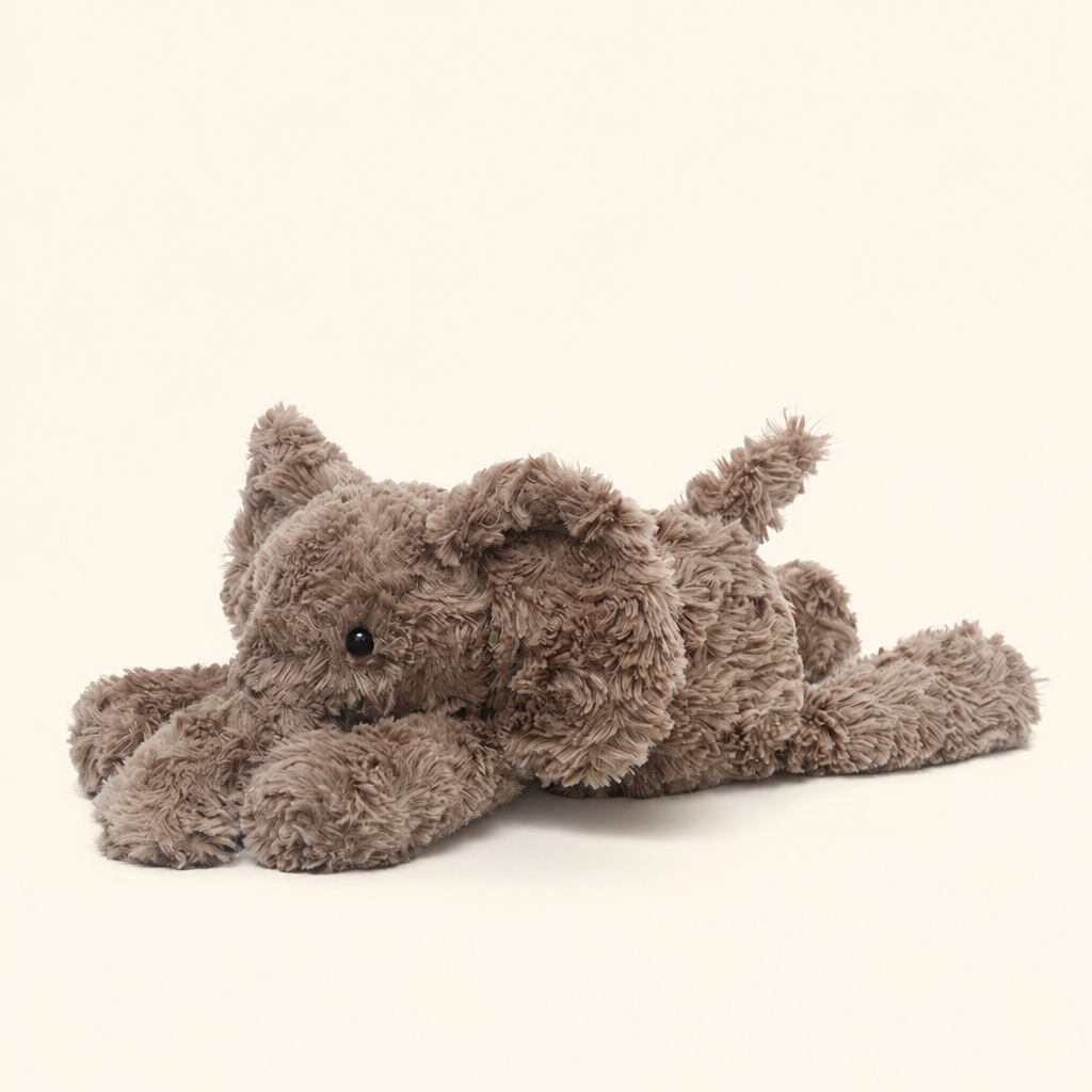 Short-plush animal soft toys including bunny, fox, elephant and hippo, 35 cm – Elephant