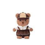 Teddy Bear Plush Toy in Vintage Outfit – Soft Stuffed Bear Doll with Cap & Suspenders | 18 cm